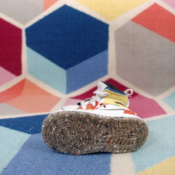 Air Jordan 1 Mid SE Multi Color Canvas Goat Sneakers  Kids 6C Backtap Restitched - Picture 5 of 6